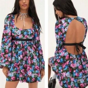 NWT For Love & Lemons Maggie Floral Open-Back Mini Dress Size Small